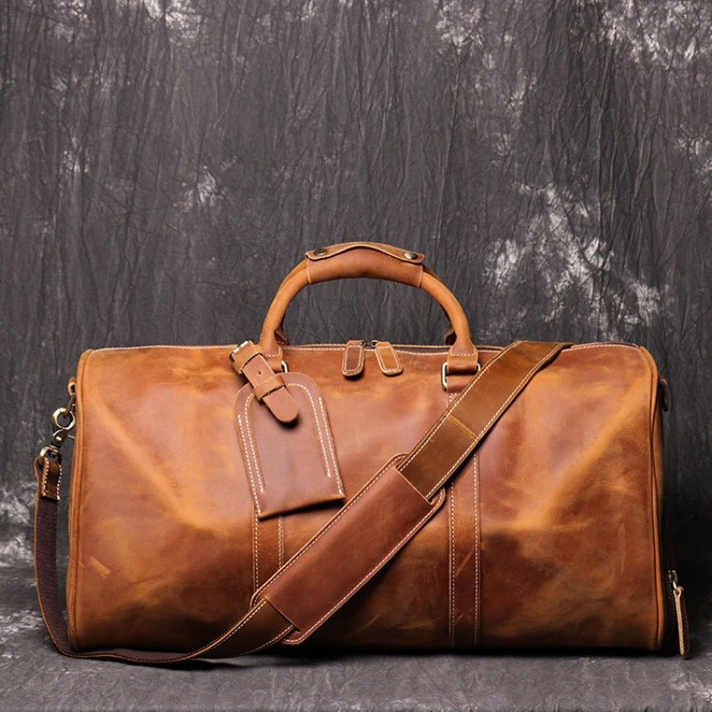 Retro First Layer Cowhide Men's Portable Large Capacity Luggage Bag - IVOIRART.COM