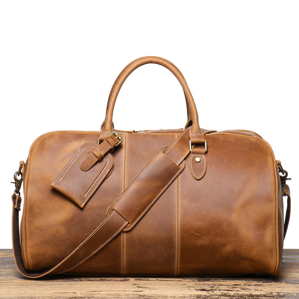 Retro New Men's Genuine Leather Portable Travel Bag - IVOIRART.COM
