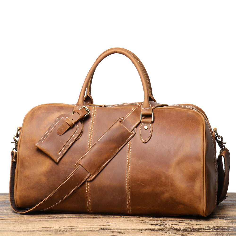 Retro New Men's Genuine Leather Portable Travel Bag - IVOIRART.COM
