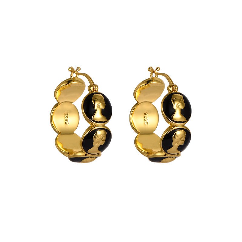 Retro Silver Socialite Light Luxury Minority Metal Queen Head Earrings - IVOIRART.COM