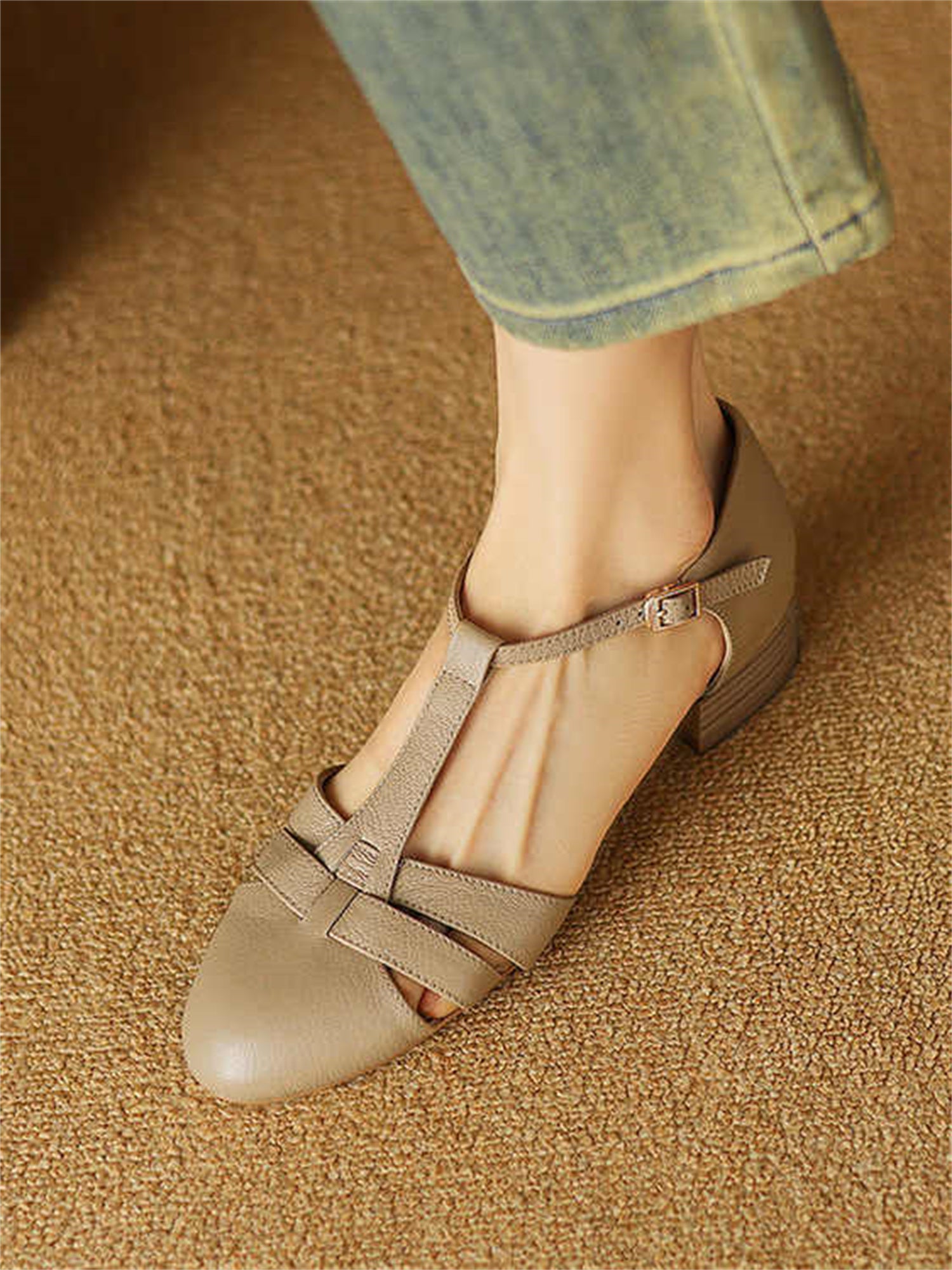 Retro Soft Sheep Leather Bag Head Sandals For Women - IVOIRART.COM