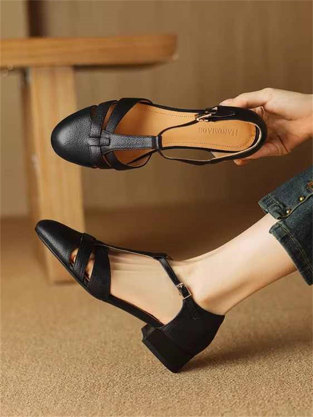 Retro Soft Sheep Leather Bag Head Sandals For Women - IVOIRART.COM