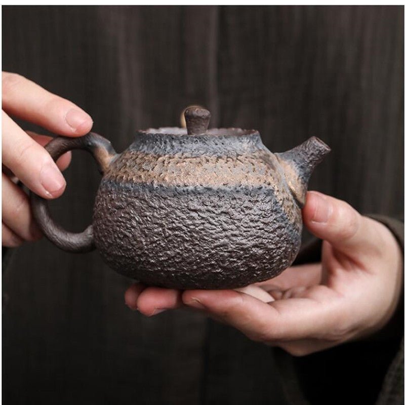 Retro Stoneware Teapot Stone Handmade Ceramic Kettle Chinese Tea Ceremony Supplies - IVOIRART.COM