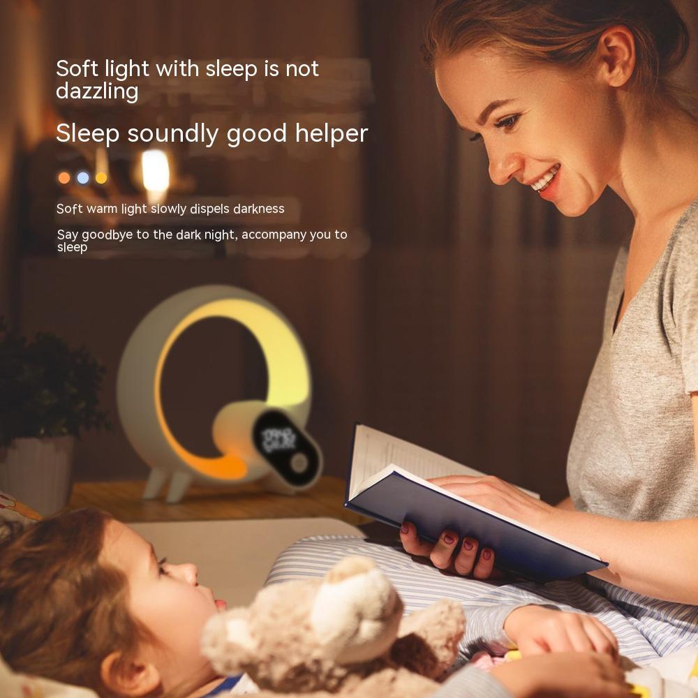 Réveil Analogique Créatif Q avec Affichage Digital, Lumière d'Aube, Audio Bluetooth et Ambiance Colorée Intelligente - IVOIRART.COM