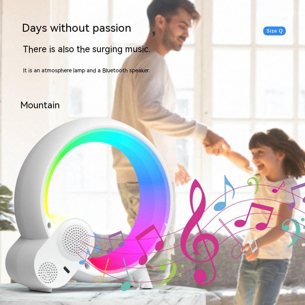Réveil Analogique Créatif Q avec Affichage Digital, Lumière d'Aube, Audio Bluetooth et Ambiance Colorée Intelligente - IVOIRART.COM