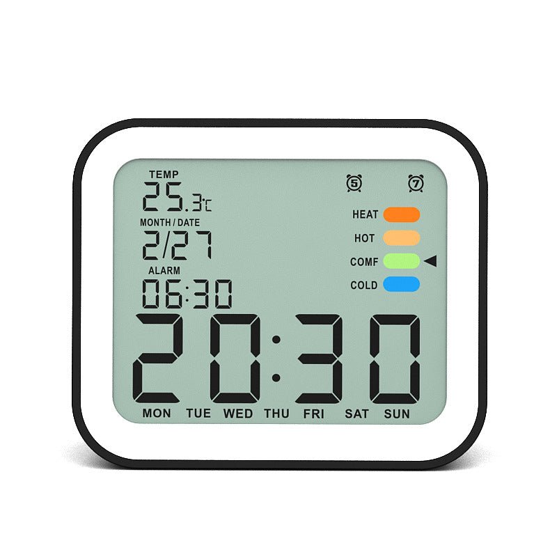 Réveil numérique calendrier double alarme rétroéclairé snooze 12/24h Température - IVOIRART.COM