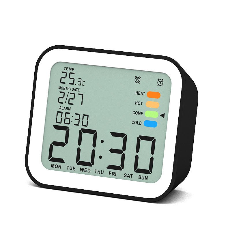 Réveil numérique calendrier double alarme rétroéclairé snooze 12/24h Température - IVOIRART.COM