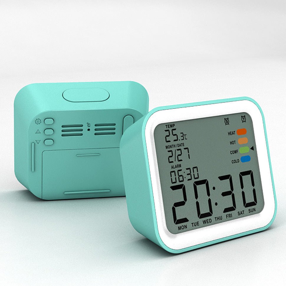Réveil numérique calendrier double alarme rétroéclairé snooze 12/24h Température - IVOIRART.COM