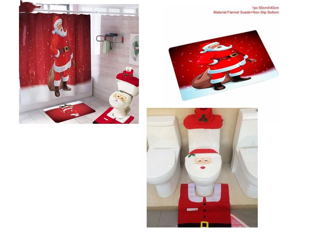 Rideau de Douche Noël Père Noël et Décorations de Toilette pour Salle de Bain - IVOIRART.COM