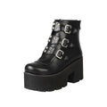 Rivet belt buckle zipper ankle boots - IVOIRART.COM