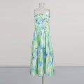 Robe à bretelles taille haute imprimé floral, coupe légère en polyester estivale - IVOIRART.COM