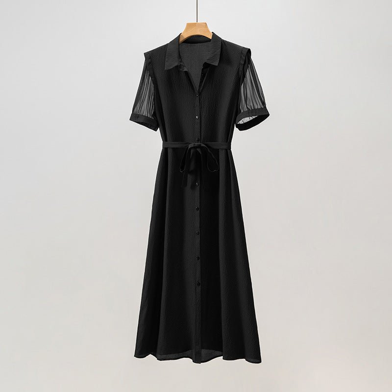 Robe chemise en soie jacquard pour femme, mi-longue, élégante pour le quotidien. - IVOIRART.COM