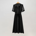 Robe chemise en soie jacquard pour femme, mi-longue, élégante pour le quotidien. - IVOIRART.COM