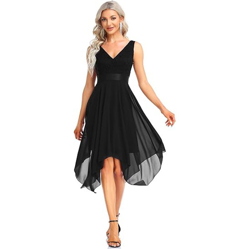 Robe de bal cocktail en chiffon et dentelle pour femme taille haute longue chic! - IVOIRART.COM