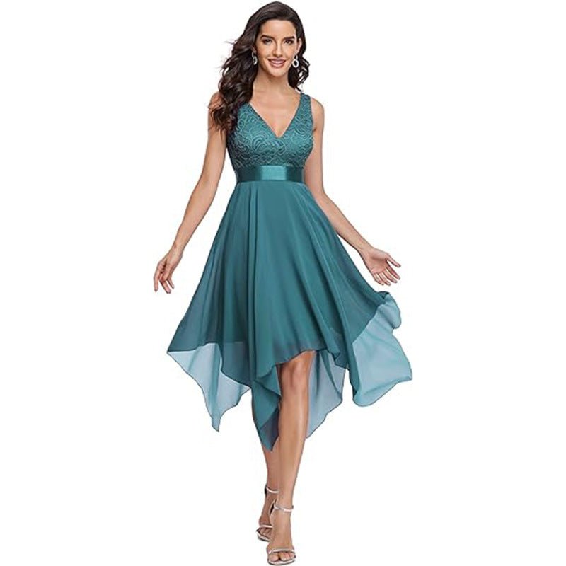 Robe de bal cocktail en chiffon et dentelle pour femme taille haute longue chic! - IVOIRART.COM