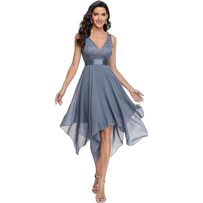 Robe de bal cocktail en chiffon et dentelle pour femme taille haute longue chic! - IVOIRART.COM