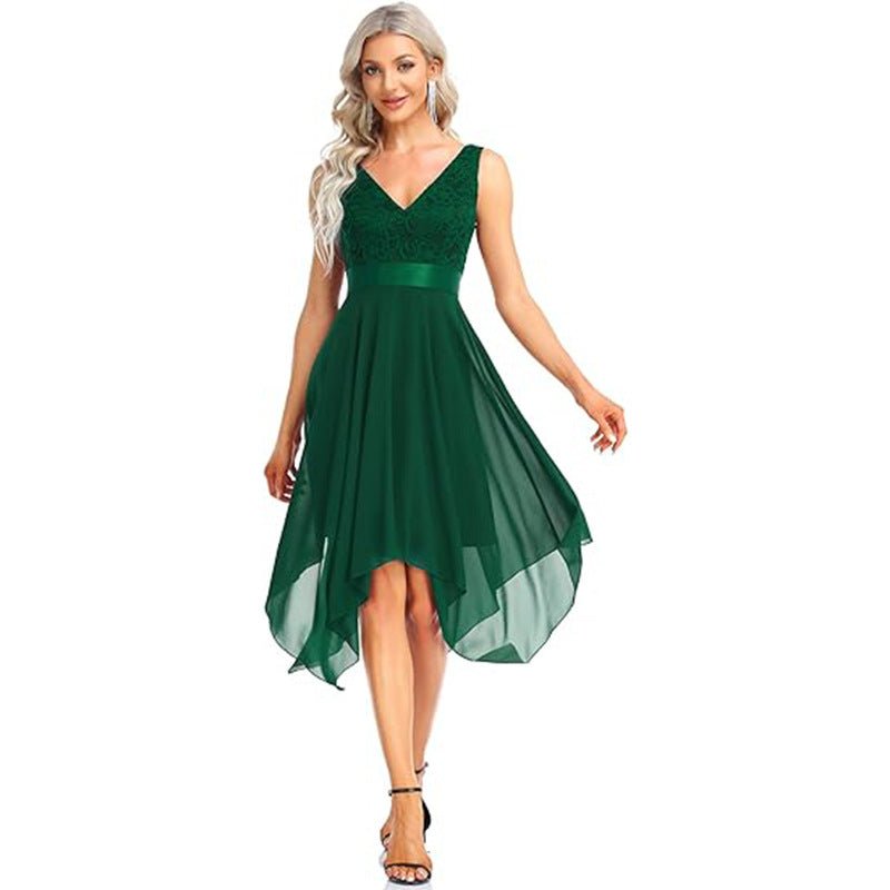 Robe de bal cocktail en chiffon et dentelle pour femme taille haute longue chic! - IVOIRART.COM