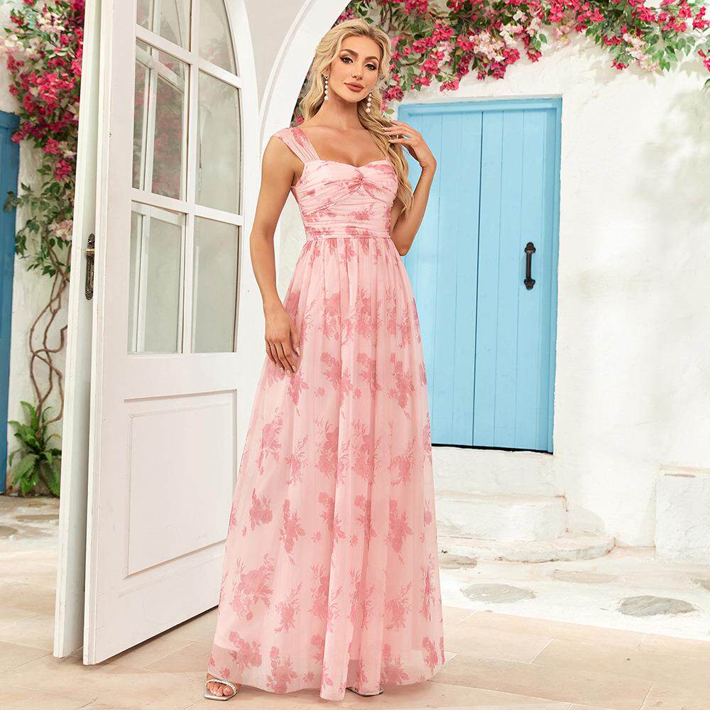 Robe de soirée à lacets pour femme, style croisé double boutonnage, rose et chic - IVOIRART.COM