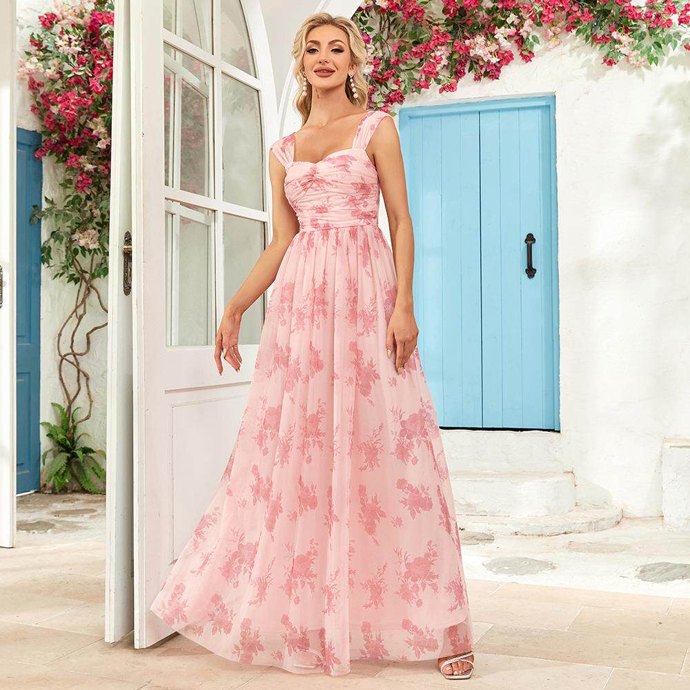 Robe de soirée à lacets pour femme, style croisé double boutonnage, rose et chic - IVOIRART.COM