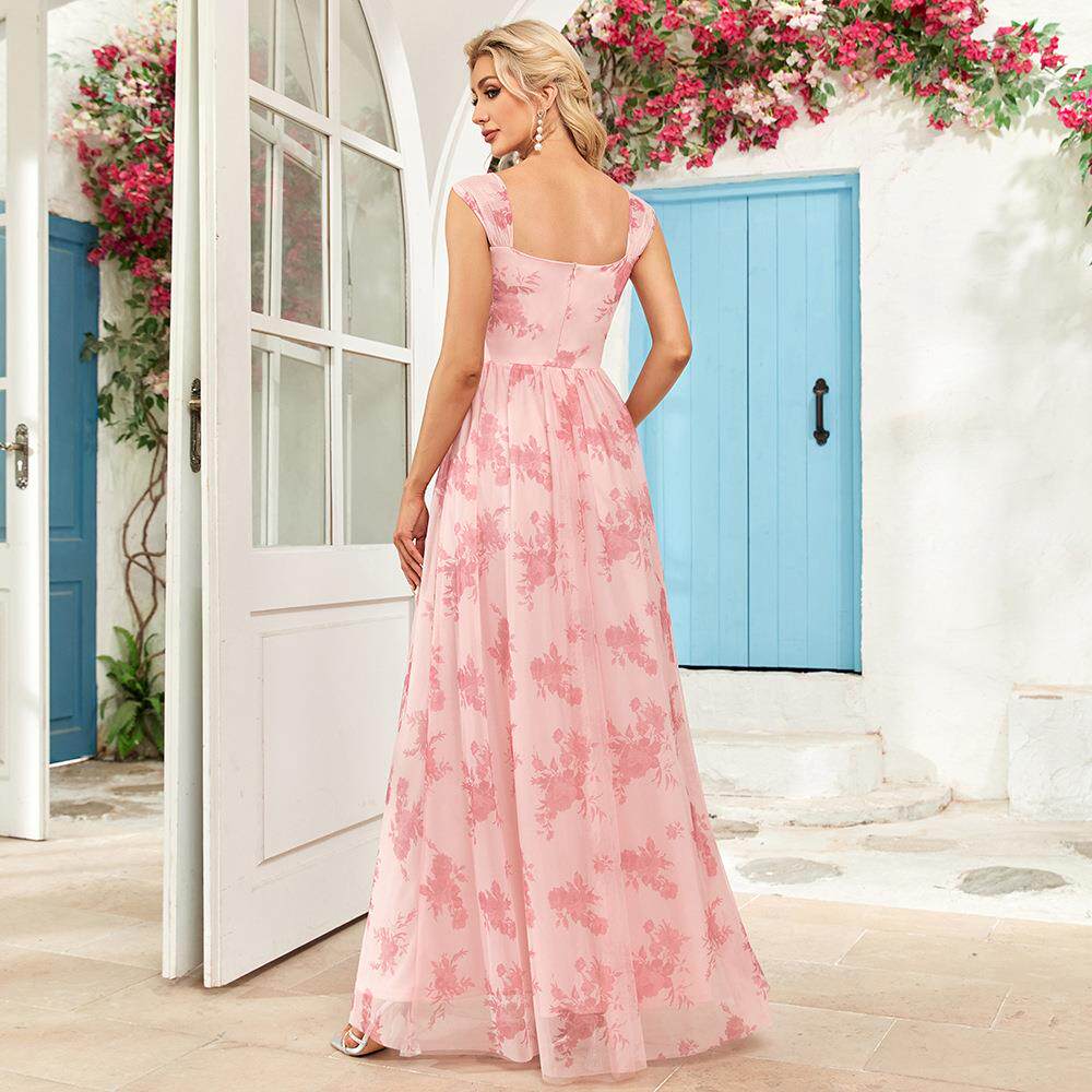 Robe de soirée à lacets pour femme, style croisé double boutonnage, rose et chic - IVOIRART.COM