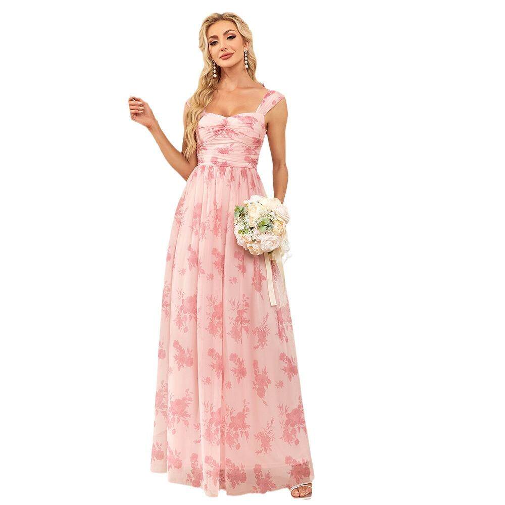 Robe de soirée à lacets pour femme, style croisé double boutonnage, rose et chic - IVOIRART.COM