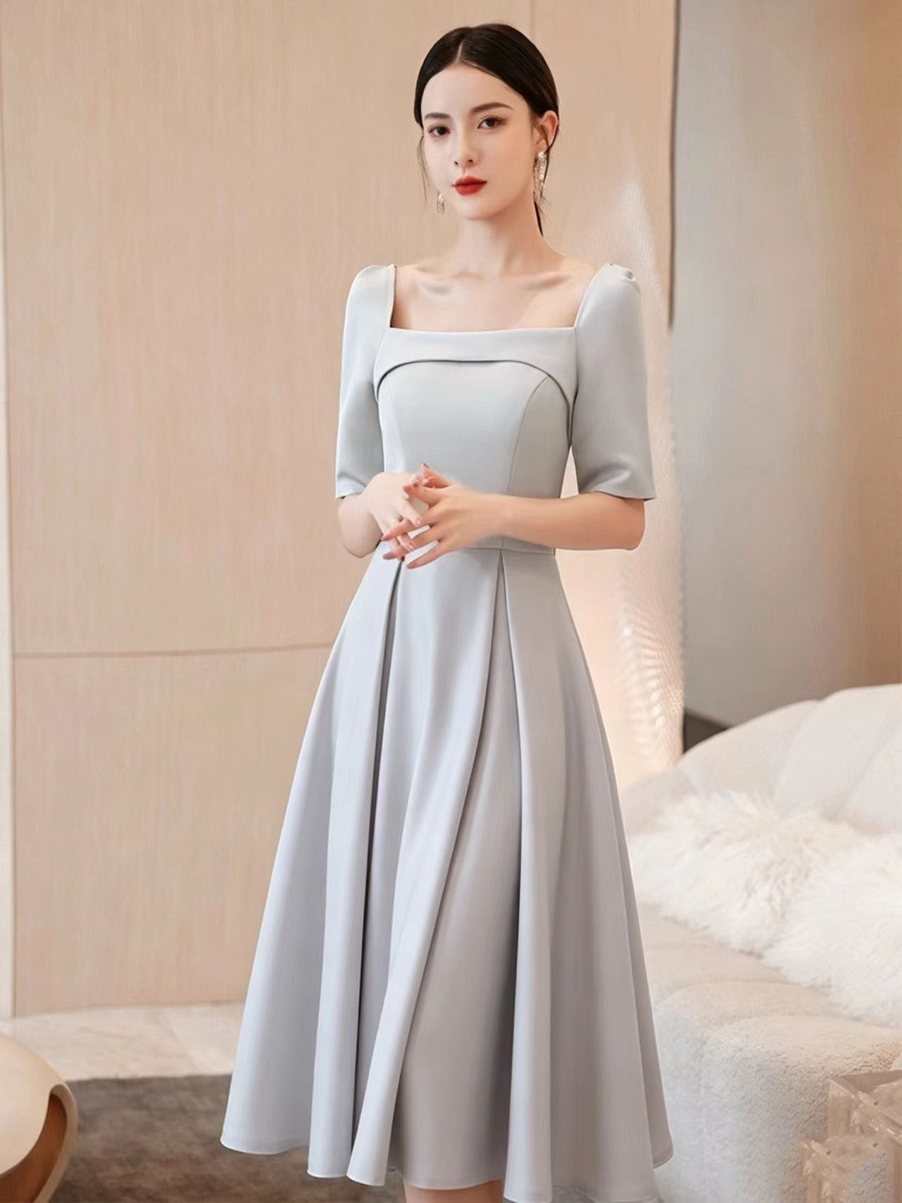 Robe de soirée pour femmes style français, élégante, idéale pour banquets - IVOIRART.COM