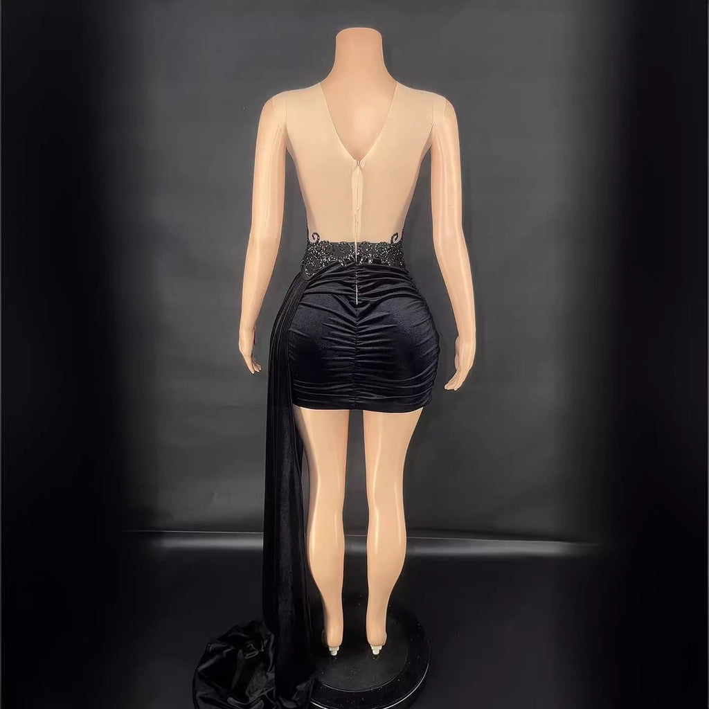 Robe d'été de luxe soirée-scène pour chanteuse, jupe traîne latérale, élégante!! - IVOIRART.COM