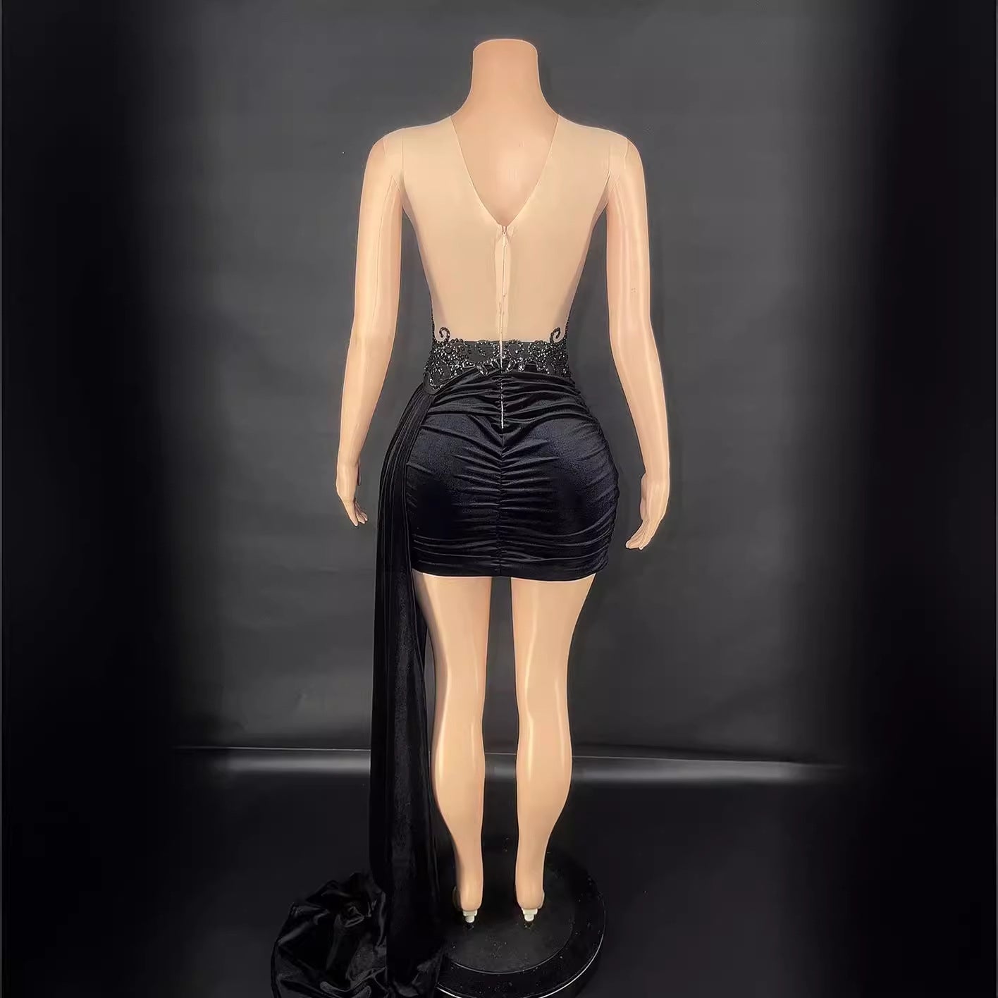Robe d'été de luxe soirée-scène pour chanteuse, jupe traîne latérale, élégante!! - IVOIRART.COM