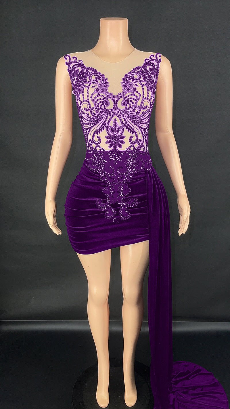 Robe d'été de luxe soirée-scène pour chanteuse, jupe traîne latérale, élégante!! - IVOIRART.COM