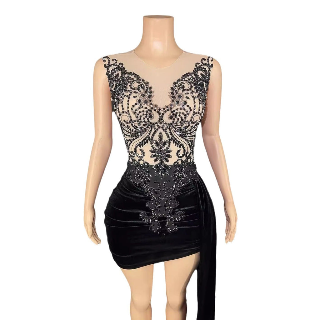Robe d'été de luxe soirée-scène pour chanteuse, jupe traîne latérale, élégante!! - IVOIRART.COM