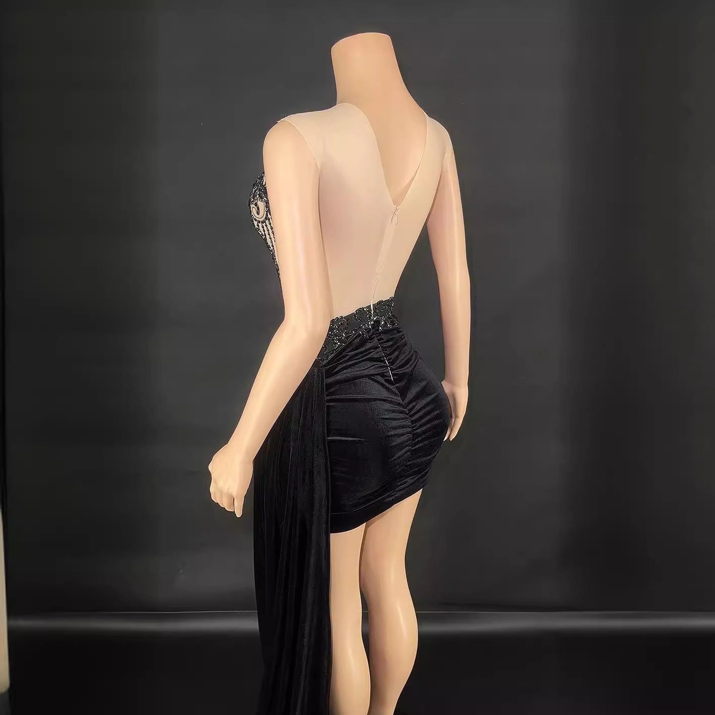 Robe d'été de luxe soirée-scène pour chanteuse, jupe traîne latérale, élégante!! - IVOIRART.COM