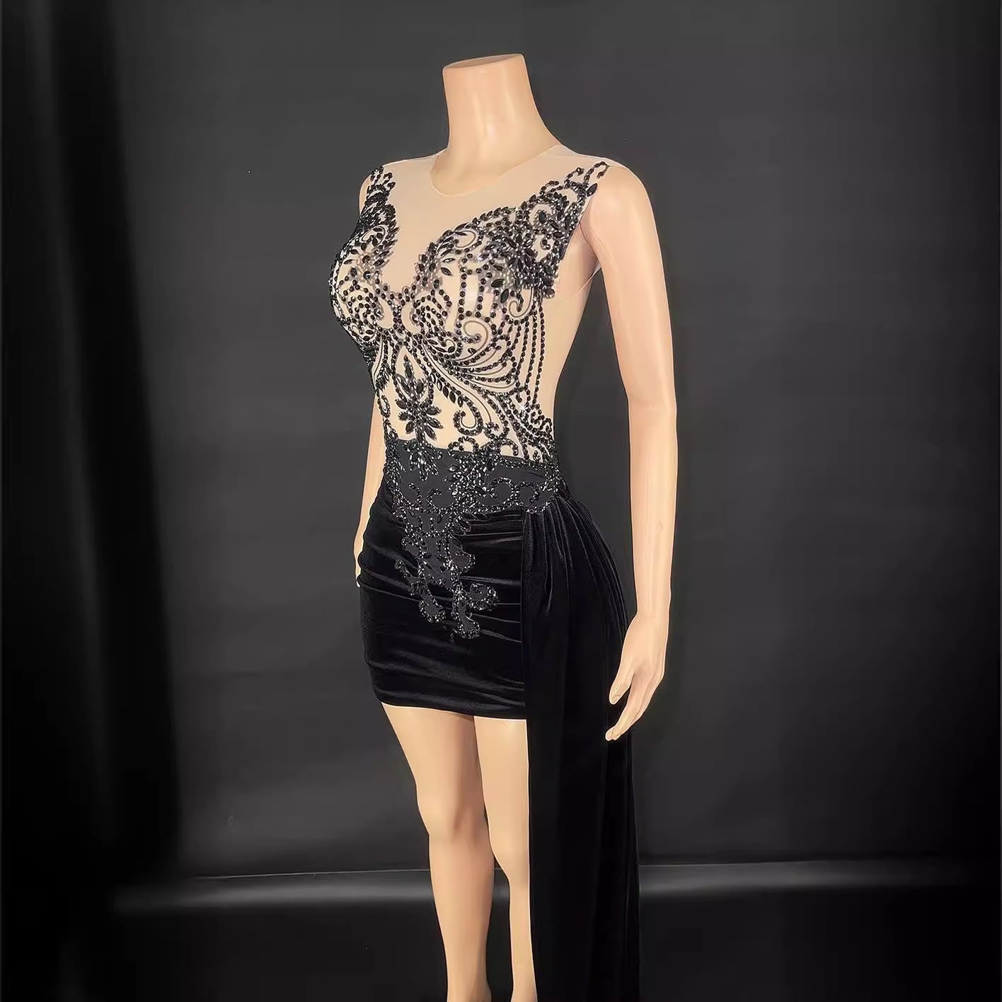 Robe d'été de luxe soirée-scène pour chanteuse, jupe traîne latérale, élégante!! - IVOIRART.COM
