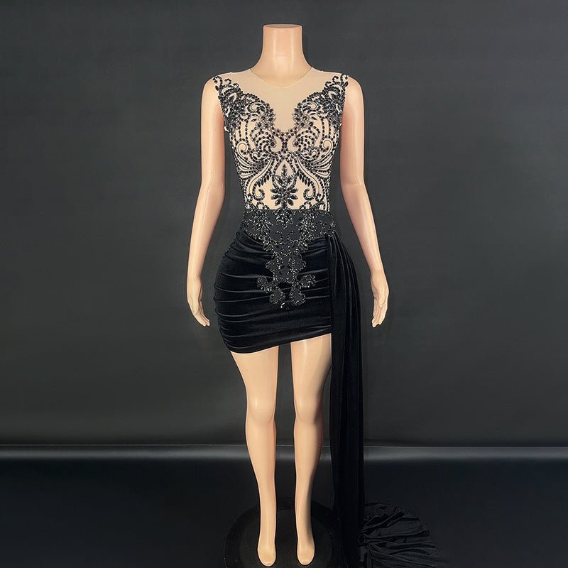 Robe d'été de luxe soirée-scène pour chanteuse, jupe traîne latérale, élégante!! - IVOIRART.COM