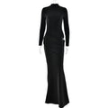 Robe d'Été Femme Nouvelle Manches Longues Demi-Col Montant Élégante - IVOIRART.COM