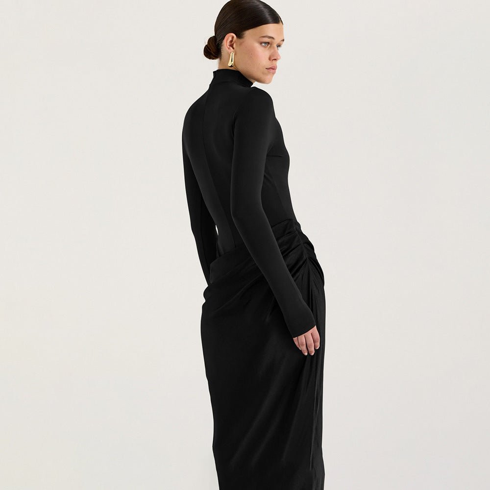 Robe d'Été Femme Nouvelle Manches Longues Demi-Col Montant Élégante - IVOIRART.COM