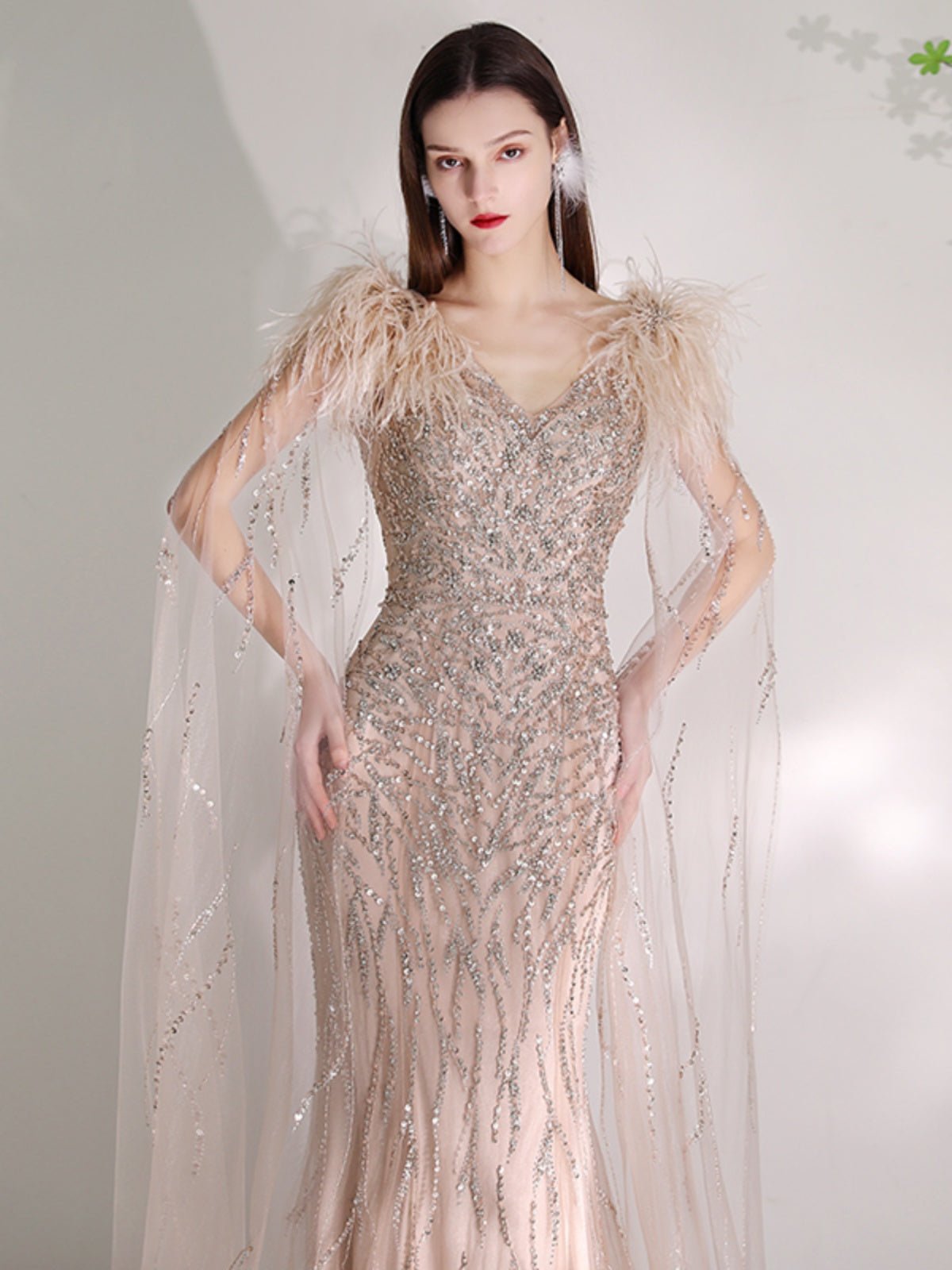 Robe d'été neuve petite élégante haut de gamme en organza couleur champagne chic - IVOIRART.COM