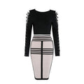 Robe deux pièces moulante en dentelle croisée, respirante coupe slim pour hanches - IVOIRART.COM