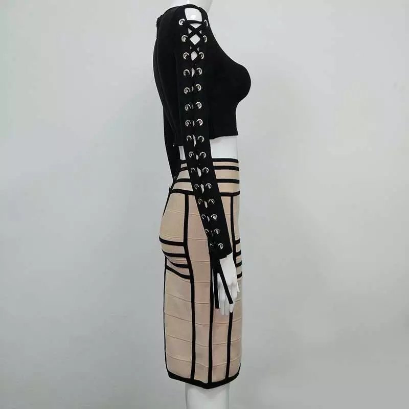 Robe deux pièces moulante en dentelle croisée, respirante coupe slim pour hanches - IVOIRART.COM