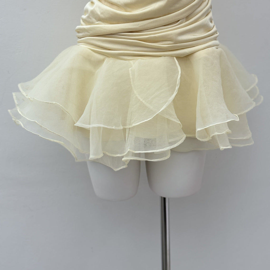 Robe dos nu romantique française à fleurs tridimensionnelles élégante et chic - IVOIRART.COM