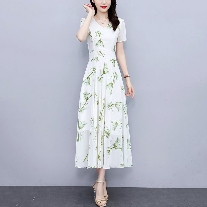 Robe Élégante en Mousseline à Imprimé Floral pour Femme - Styles et Couleurs Variés - IVOIRART.COM