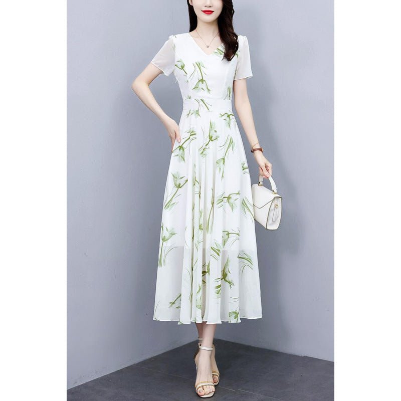 Robe Élégante en Mousseline à Imprimé Floral pour Femme - Styles et Couleurs Variés - IVOIRART.COM