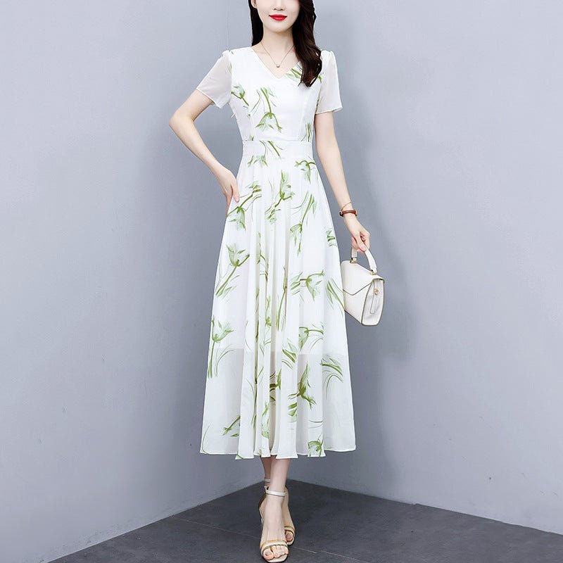 Robe Élégante en Mousseline à Imprimé Floral pour Femme - Styles et Couleurs Variés - IVOIRART.COM