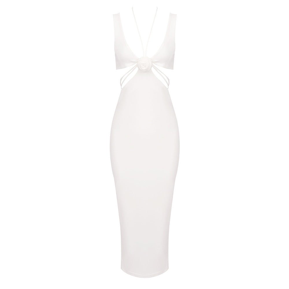 Robe élégante sans bretelles à manches courtes en voile style européen et américain - IVOIRART.COM