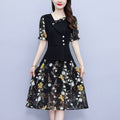 Robe en soie imprimée florale pour femme, bustier midi élégant style rétro chic. - IVOIRART.COM