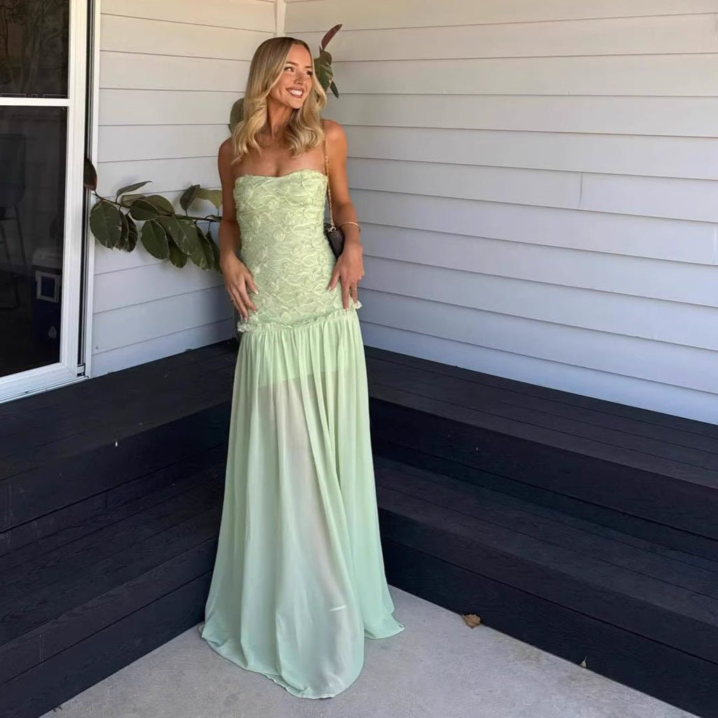Robe Femme en Mousseline Florale Tridimensionnelle Élégante et Légère - IVOIRART.COM