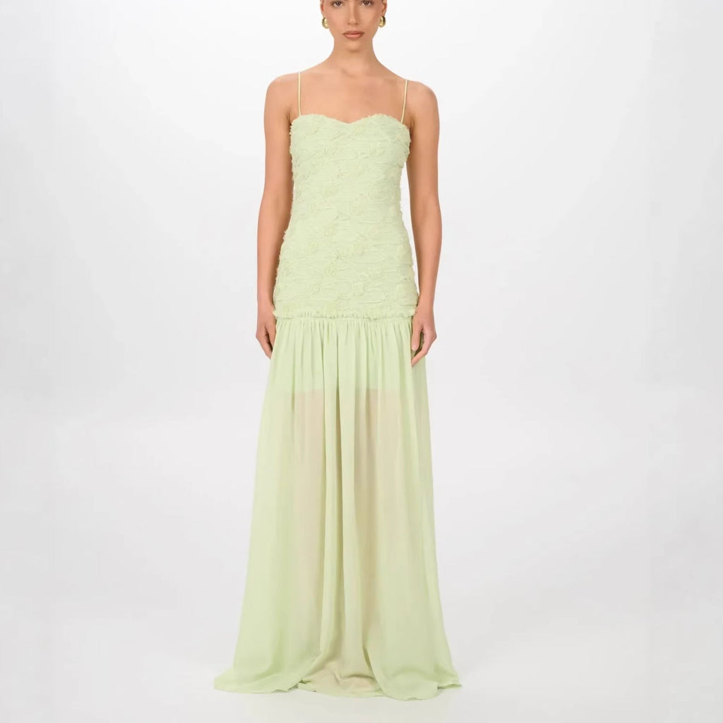 Robe Femme en Mousseline Florale Tridimensionnelle Élégante et Légère - IVOIRART.COM