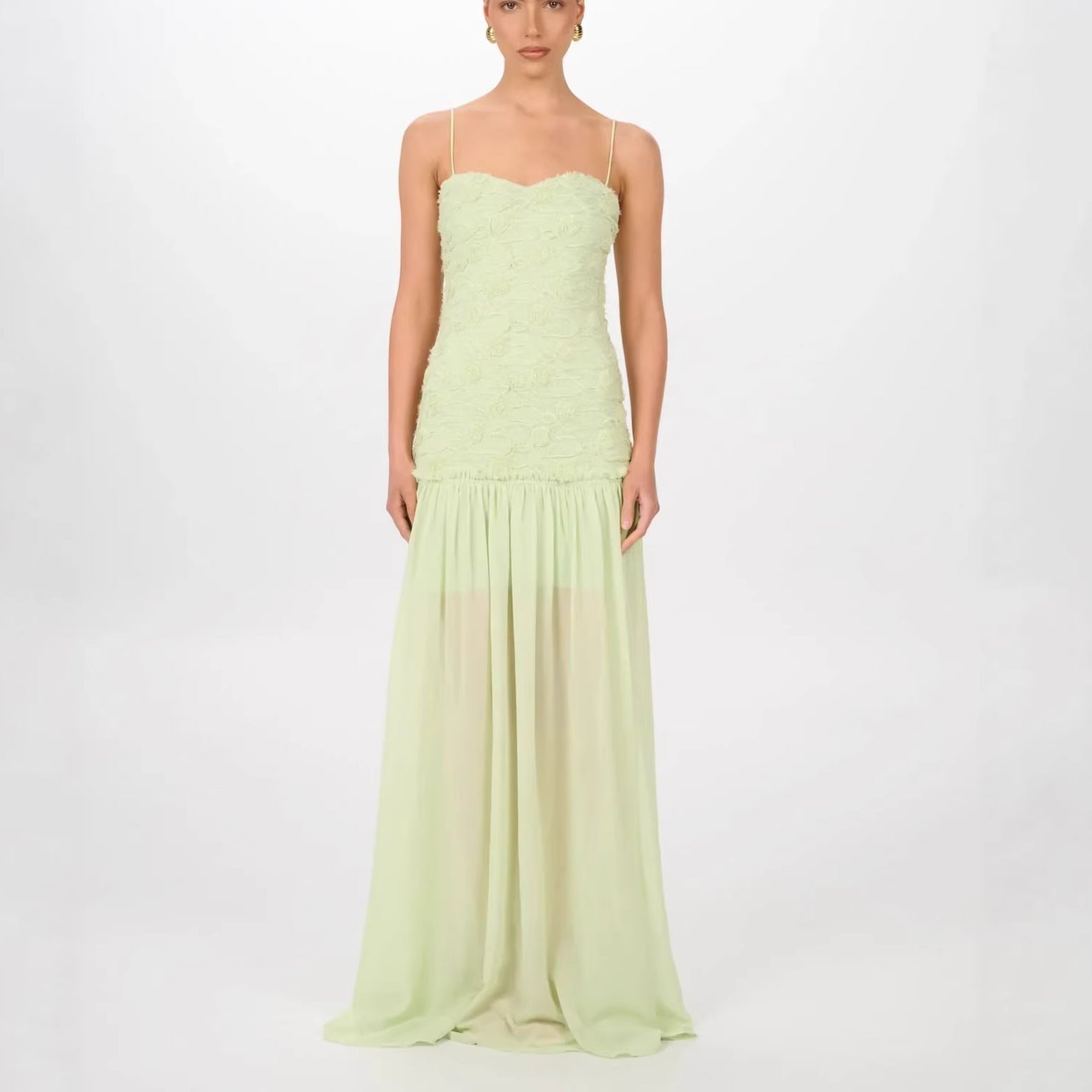 Robe Femme en Mousseline Florale Tridimensionnelle Élégante et Légère - IVOIRART.COM