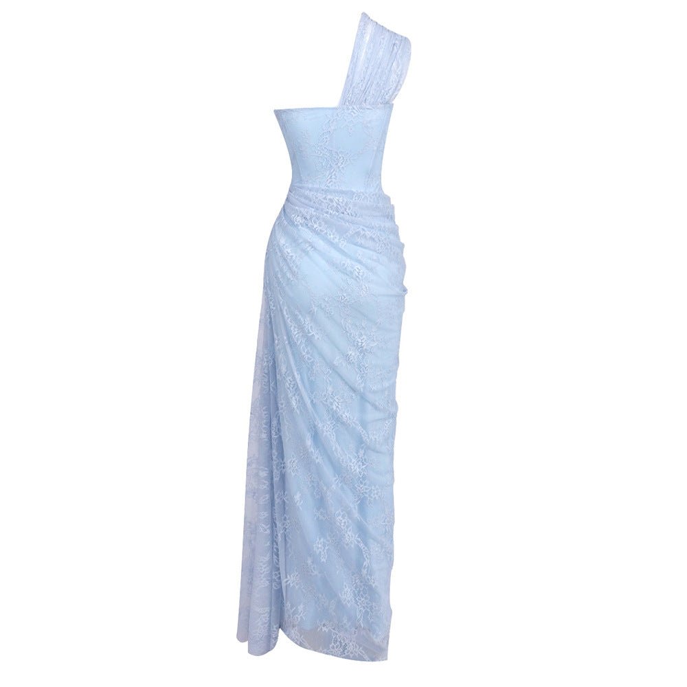 Robe fourreau bleue tendance pour femme, décolleté en V, taille haute, longue XL - IVOIRART.COM