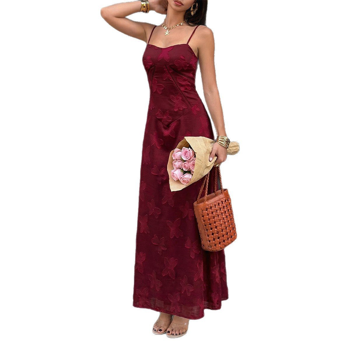 Robe Jacquard Avec Ceinture À La Taille Pour Femme Sculptant La Silhouette - IVOIRART.COM