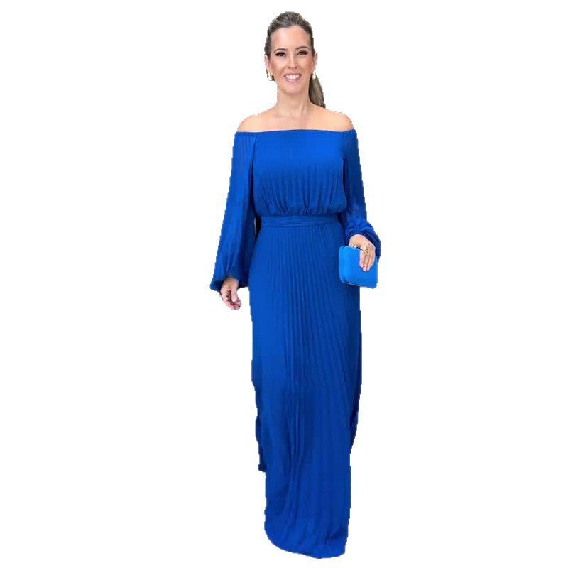 Robe longue manches longues femme, taille marquée, plissée, élégante et douce XS - IVOIRART.COM